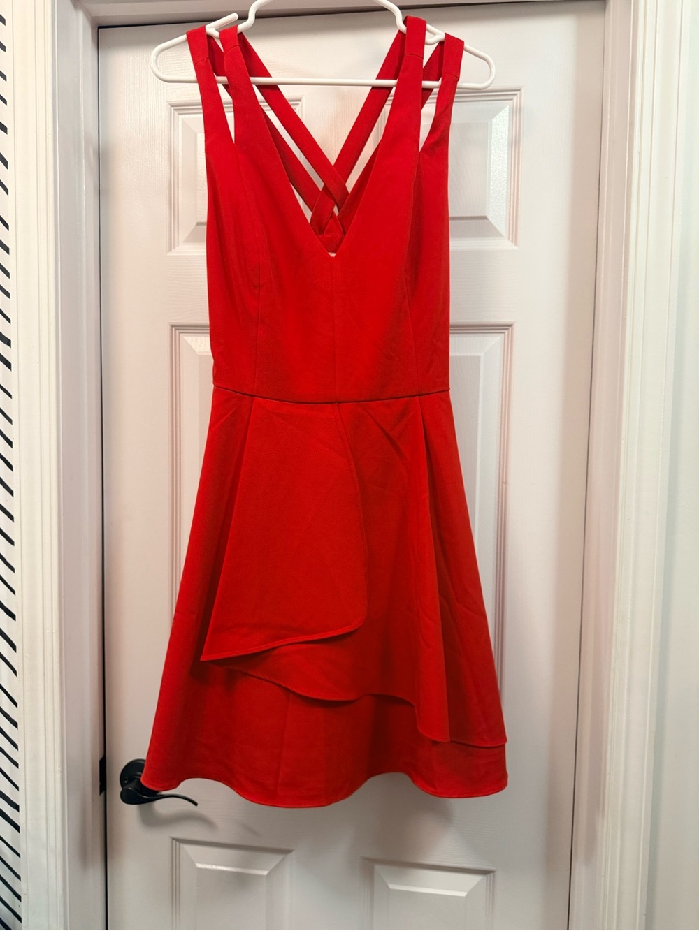 Adelyn Rae Red V-Neck Mini Dress with Crisscross Back